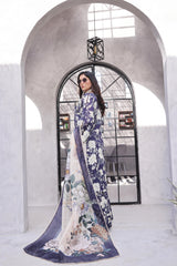 Dressline Pearl Unstitched Heavy Chikankari & Jall Emb Bana Dora Digital Lawn With Voil Dupatta & Cambric Trousers