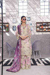 Dressline Pearl Unstitched Heavy Chikankari & Jall Emb Bana Dora Digital Lawn With Voil Dupatta & Cambric Trousers