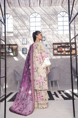 Dressline Pearl Unstitched Heavy Chikankari & Jall Emb Bana Dora Digital Lawn With Voil Dupatta & Cambric Trousers