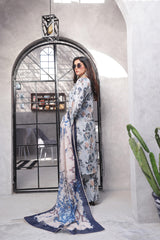 Dressline Pearl Unstitched Heavy Chikankari & Jall Emb Bana Dora Digital Lawn With Voil Dupatta & Cambric Trousers