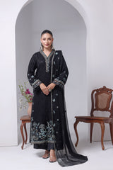 Malika By Dressline Semi Stitched 3 Piece Emb Chiffon Formals Collection'2025-malaika-semi-stitched-midnight-noir