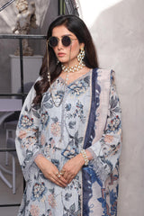 Dressline Pearl Unstitched Heavy Chikankari & Jall Emb Bana Dora Digital Lawn With Voil Dupatta & Cambric Trousers