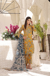 Feathers Unstitched 3 Piece Digital Printed Lawn Summer Suit-PANSY-FT383