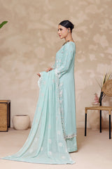 Fiza By Dressline Semi Stitched 3 Piece Chiffon Formals Collection'2025-fiza-semi-stitched-Frosted-Mint-Blue