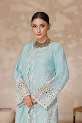 Fiza By Dressline Semi Stitched 3 Piece Chiffon Formals Collection'2025-fiza-semi-stitched-Frosted-Mint-Blue
