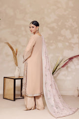 Fiza By Dressline Semi Stitched 3 Piece Chiffon Formals Collection'2025-fiza-semi-stitched-Rosy-Beige