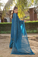 Dressline Zinnia Semi Stitched 3 Piece Luxury Emb Chiffon Collection With Sequins, Emb Dupatta & Grip Trousers
