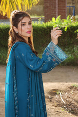 Dressline Zinnia Semi Stitched 3 Piece Luxury Emb Chiffon Collection With Sequins, Emb Dupatta & Grip Trousers