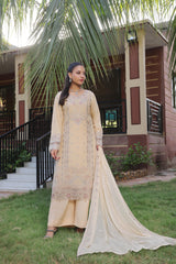 Dressline Zinnia Semi Stitched 3 Piece Luxury Emb Chiffon Collection With Sequins, Emb Dupatta & Grip Trousers