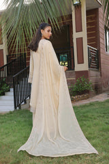 Dressline Zinnia Semi Stitched 3 Piece Luxury Emb Chiffon Collection With Sequins, Emb Dupatta & Grip Trousers