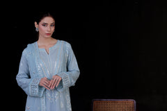 Saffron By Dressline Stitched 3 Piece Luxury Chiffon Formals Collection'2025-saffron-chiffon-bluegray-3pcStitched