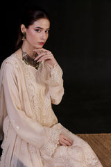 Saffron By Dressline Stitched 3 Piece Luxury Chiffon Formals Collection'2025-saffron-chiffon-crmwhite-3pcStitched