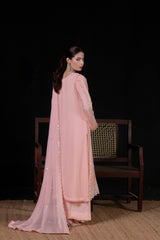 Saffron By Dressline Stitched 3 Piece Luxury Chiffon Formals Collection'2025-saffron-chiffon-pink-3pcStitched