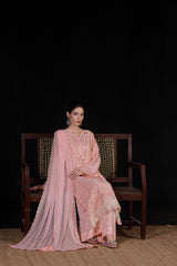 Saffron By Dressline Stitched 3 Piece Luxury Chiffon Formals Collection'2025-saffron-chiffon-pink-3pcStitched
