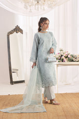 Dressline Xenia Luxury Emb Organza Clutches Collection 3 Piece Semi Stitched