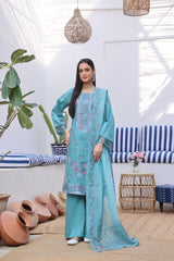 Dressline Bella Semi Stitched 3 Piece Premium Emb Chikankari & Laserkari Jacquard Lawn Collection