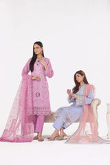 Dressline New Un Stitched 3 Pcs Premium Chikankari Emb Check Lawn Digital Printed Collection