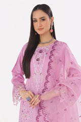 Dressline New Un Stitched 3 Pcs Premium Chikankari Emb Check Lawn Digital Printed Collection