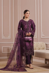 Sharjeena By Dressline Semi Stitched 3 Piece Organza Formals Collection'2025-sharjeena-D-semi-Stitched-maroon