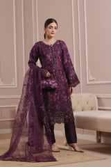 Sharjeena By Dressline Semi Stitched 3 Piece Organza Formals Collection'2025-sharjeena-D-semi-Stitched-maroon