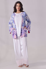 Ora Fashion Stitched 3 Piece Summer Collection'2025-CARDIGAN with Shirt & Farshi Bottom