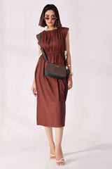 Ora Fashion Stitched Dress Collection'2025-Ora Fashion Coffee Dress