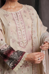 Dressline Salina Emb Sophistication Reimagined Unstitched Chikankari & Cutwork Bana Dora Lawn With Diamond Digital Dupatta & Dyed Cambric Trousers