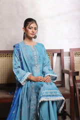 Dressline Salina Emb Sophistication Reimagined Unstitched Chikankari & Cutwork Bana Dora Lawn With Diamond Digital Dupatta & Dyed Cambric Trousers