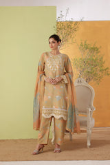 Dressline Noray Stitched 3 Piece Luxury Emb Pp Staple Collection