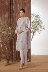 Dressline Azlin Stitched 3 Piece Luxury Emb Pp Staple Collection