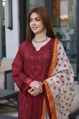 Dressline New Semi Stitched 3 Pcs Premium Dyed Lawn Fancy Full Chikankari With Sequence Emb Collection