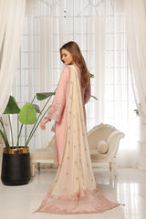 Dressline Lunching New 3 Piece Semi Stitched Luxury Emb ChikankariWith Boring Work Chiffon Collection