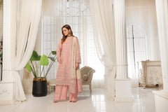 Dressline Lunching New 3 Piece Semi Stitched Luxury Emb ChikankariWith Boring Work Chiffon Collection