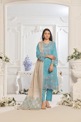Dressline Saffira UnStitched 3 Piece Premium Emb ChikankariSlub Lawn Collection