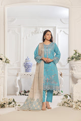 Dressline Saffira UnStitched 3 Piece Premium Emb ChikankariSlub Lawn Collection