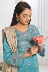 Dressline Saffira UnStitched 3 Piece Premium Emb ChikankariSlub Lawn Collection