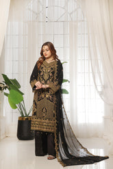 Dressline Lunching New 3 Piece Semi Stitched Luxury Emb ChikankariWith Boring Work Chiffon Collection