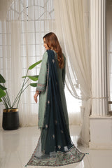 Dressline Lunching New 3 Piece Semi Stitched Luxury Emb ChikankariWith Boring Work Chiffon Collection