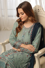 Dressline Lunching New 3 Piece Semi Stitched Luxury Emb ChikankariWith Boring Work Chiffon Collection
