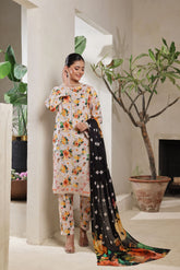 Dressline Arooba A Fusion Of Digital Elegance Stitched Digital Printed & Emb Lawn Collection With Voil Dupatta By Al Umer Textile