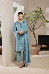 Dressline Arooba A Fusion Of Digital Elegance Stitched Digital Printed & Emb Lawn Collection With Voil Dupatta By Al Umer Textile