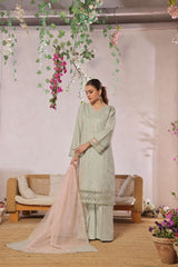 Dressline New Semi Stitched 3 Pcs Premium Emb ChikankariJacquard Lawn Collection