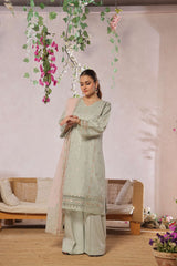 Dressline New Semi Stitched 3 Pcs Premium Emb ChikankariJacquard Lawn Collection