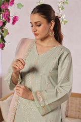 Dressline New Semi Stitched 3 Pcs Premium Emb ChikankariJacquard Lawn Collection