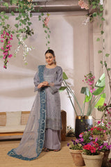 Dressline New Semi Stitched 3 Pcs Premium Emb ChikankariJacquard Lawn Collection