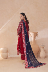 Azrina By Dressline Semi Stitched 3 Piece Chiffon Collection'2025-azrina-DKredBlack