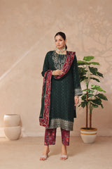 Azrina By Dressline Semi Stitched 3 Piece Chiffon Collection'2025-azrina-DKgreen