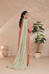 Azrina By Dressline Semi Stitched 3 Piece Chiffon Collection'2025-azrina-LTorange