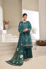 Dressline Nirmal Unstitched 3 Piece Premium Heavy Chikankari Pallu Emb Bana Dora Digital Printed Lawn Collection