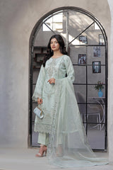 Naaira By Dressline Semi Stitched 3 Piece Organza Formals Collection'2025-naaira-green